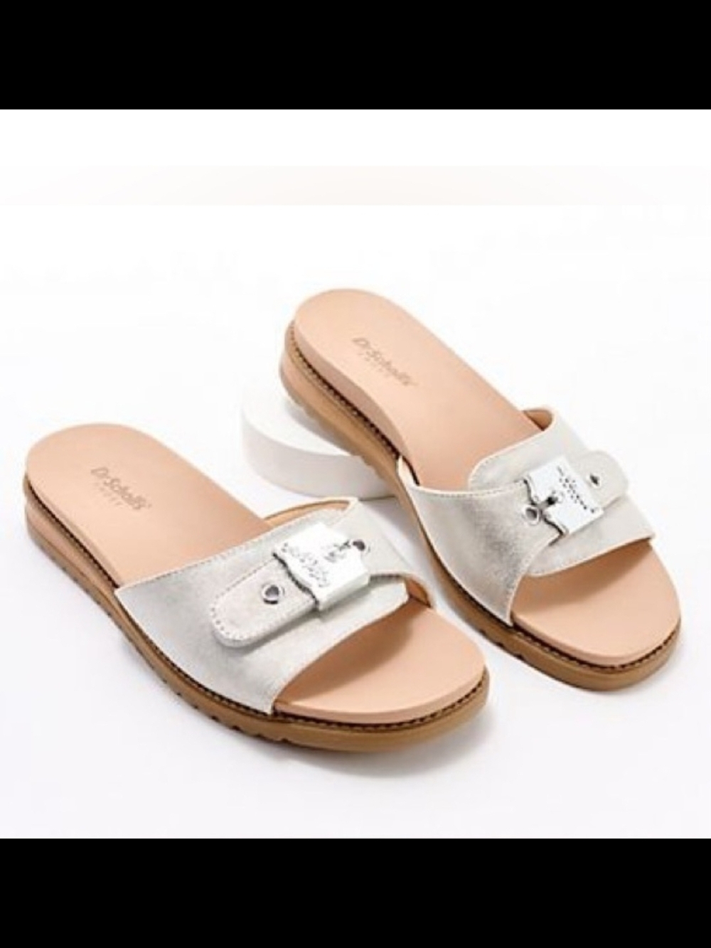Dr. Scholl's Buckle Slide Sandals Island Icon Silver Metallic - Picture 2 of 5